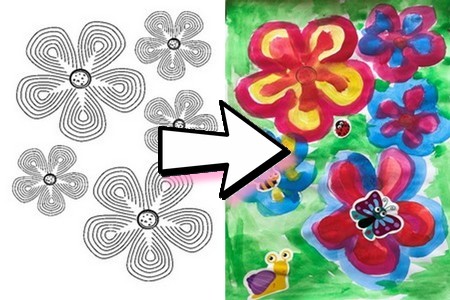 AKTIVITA – MAĽOVANÁ grafomotorika – Slučky – Kvety a hmyz